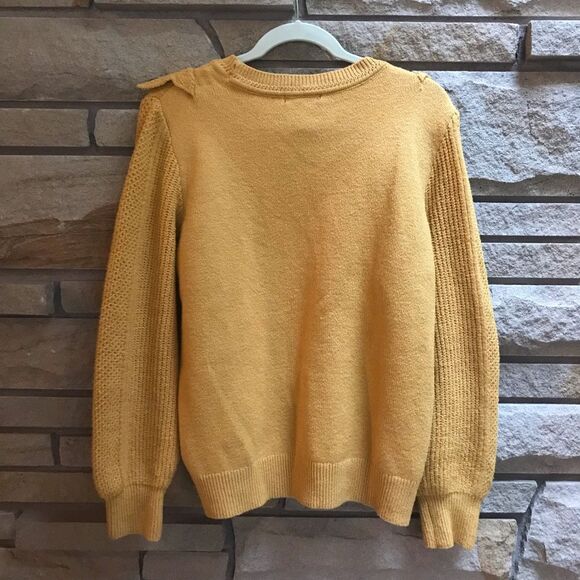 Design History Ruffle cable knit sweater mustard yellow gold size xl - Picture 7 of 9